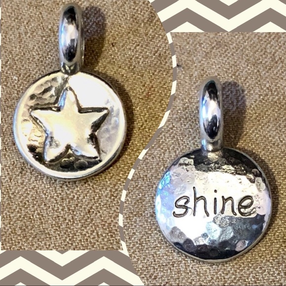 Brighton Shine Token charm Hammered silver Raised star Engraved “shine” Retired - Picture 1 of 6